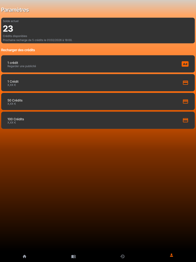 Home parameter page